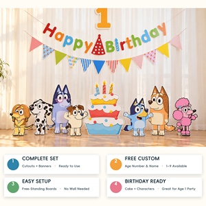 Ensemble <span class=keywords><strong>de</strong></span> standees d'anniversaire sur le thème <span class=keywords><strong>de</strong></span> Bluey, découpes en carton <span class=keywords><strong>de</strong></span> personnages <span class=keywords><strong>de</strong></span> dessins animés, impression numérique, accessoires <span class=keywords><strong>de</strong></span> toile <span class=keywords><strong>de</strong></span> fond pour photomaton <span class=keywords><strong>de</strong></span> fête pour bébé - Product Image 3