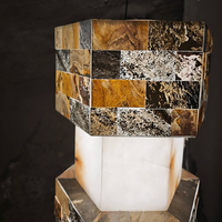Lámpara de Pie Moderna de Alta Gama con Columna de Piedra Hexagonal, Tamaño Personalizado, para Decoración de Esquinas de Hoteles, Salones, Oficinas y Showrooms