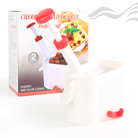 Populaire keukenhulp: handmatige kersenontpitter, draagbaar plastic fruitontpitter, zaadverwijderaar voor olijven, druiven en kleine pruimen.