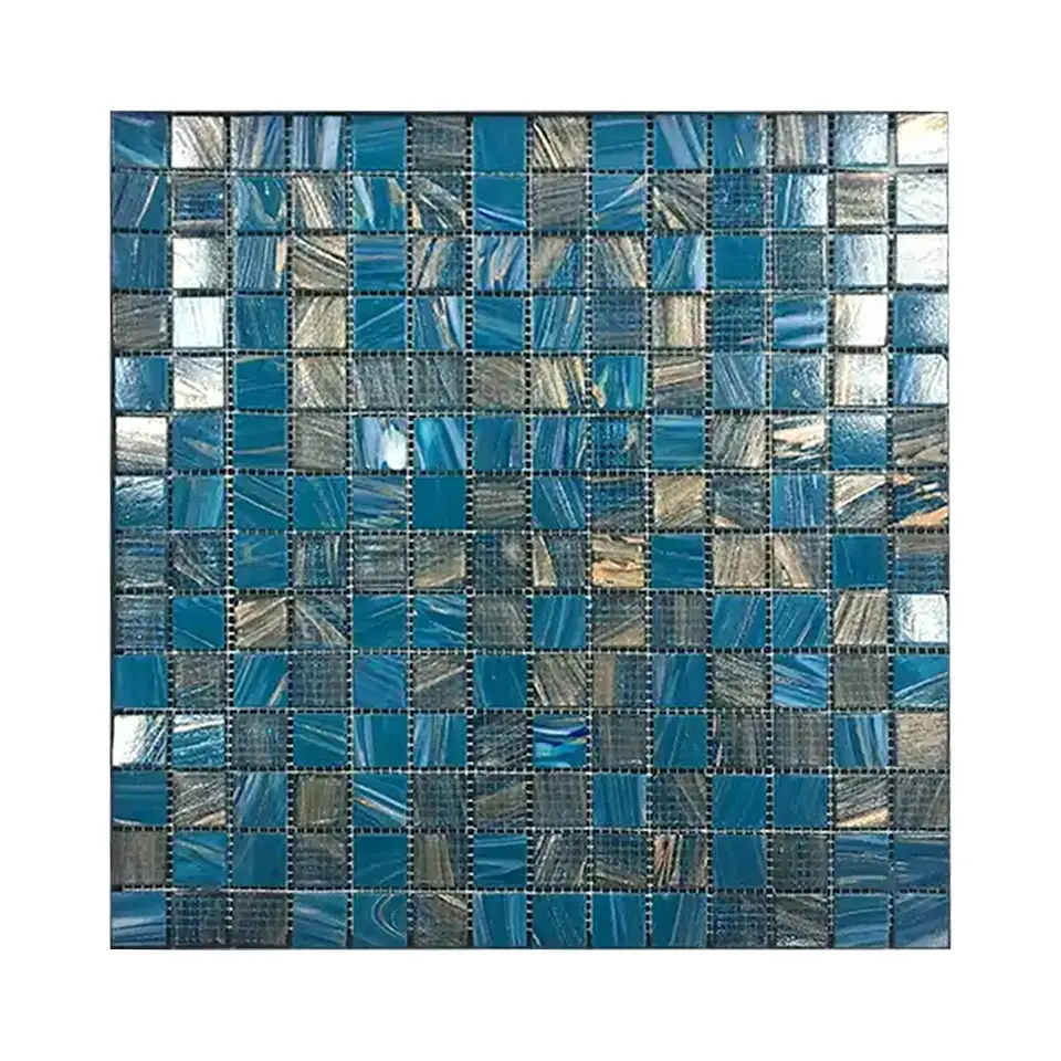 Cielo blu con golden vien hot melt mosaico di vetro per il bagno cucina e di nuoto piscina piastrelle