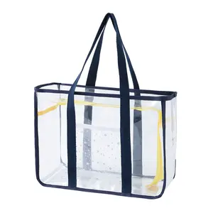 Wholesale custom INS jelly pvc clear large handbag women summer 2024 waterproof beach tote bag with zip