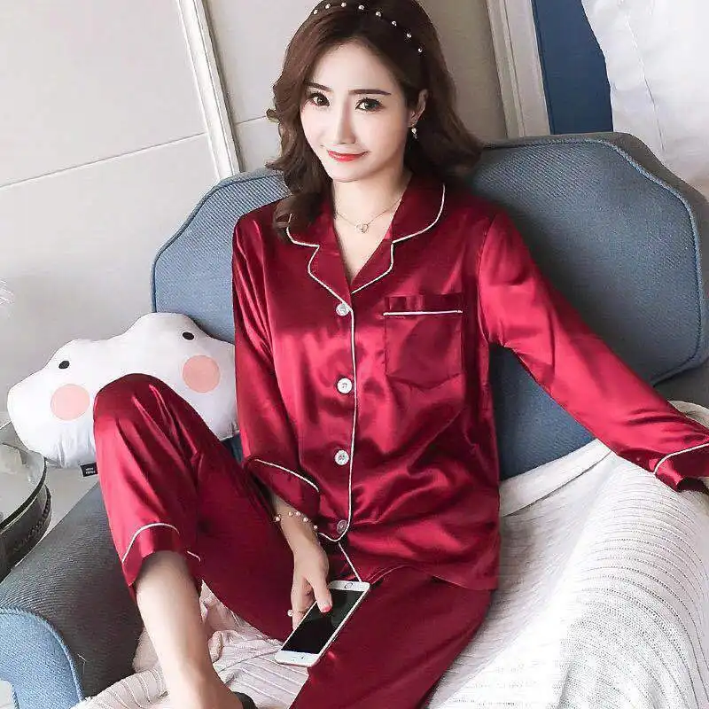 Sıcak satış uzun kollu yeni moda kadın pijama takım pijama bayan kıyafeti setleri pijama