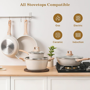 Chống trầy xước lớp phủ Granite Cookware Set không dính BPA-free & cấp thực phẩm nhôm nấu ăn nồi Set đồ nấu nướng - Product Image 5