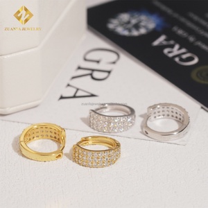 New Arrivals Bulk Stock Luxury Jewelry Hip Hop Iced Out 925 <b>Solid</b> <b>Silver</b> Vvs1 Moissanite Diamond Hoop <b>Earrings</b> Gift - Product Image 3