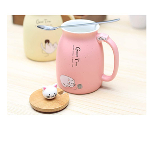 แก้วกาแฟเซรามิคลายแมวน่ารักพร้อมฝาไม้ ขายส่งพอร์ซเลนคุณภาพดี ของขวัญทางธุรกิจ ทนทานและปรับแต่งได้ - Product Image 3