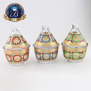 Pot à sucre en verre classique monobloc, forme conique, capacité 300 ml, design marocain, rangement de cuisine pour cadeaux - Product Image 6