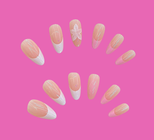 Produit de beauté à <span class=keywords><strong>prix</strong></span> abordable : <span class=keywords><strong>Faux</strong></span> <span class=keywords><strong>ongles</strong></span> en amande, style ballerine, avec nœud œil-de-chat français et finition blush doux - Product Image 6