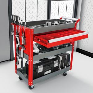 हॉट-सेलिंग तीन लेयर भारी-ड्यूटी रोलिंग टूल ट्रॉली रखरखाव उपकरण ट्रॉली के साथ लॉक करने योग्य भंडारण अंतरिक्ष गोदाम उपकरण ट्रॉली - Product Image 2