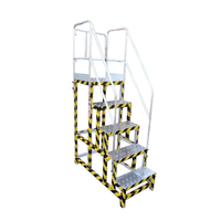 Plateforme de travail industrielle mobile en aluminium avec escalier, garde-corps complet, roulettes verrouillables, capacité de charge de 300 kg, échelle roulante pour entrepôt
