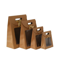 Nouveau style, sac cadeau de luxe en carton ivoire, fait main, portable, avec fenêtre, support à nœud solide, sacs en papier écologiques