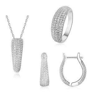 패션 여성용 <span class=keywords><strong>925</strong></span> 실버 럭셔리 하트 주얼리 세트 - Product Image 3