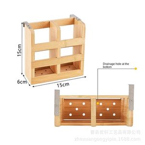 Bamboo Double Layer Dish <b>Rack</b> With Chopstick Holder Quick Dry Kitchen Drainer For <b>Plates</b> Cups Utensils - Product Image 3