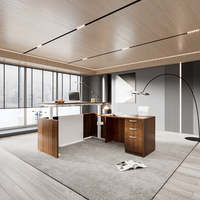 Bureau de direction en forme de L, table debout en bois, bureau réglable avec tiroirs, mobilier de bureau de luxe pour PDG, patron
