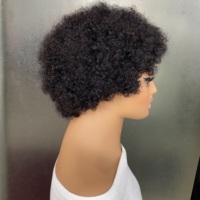 Perruque en cheveux humains Afro Kinky Curly Wave Pixie Cut pour femmes, perruque entièrement fabriquée à la machine