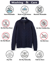 Herren 100% Baumwolle 12GG Strickpullover mit Halbreißverschluss, Stehkragen, Gerippten Bündchen und Saum, Klassischer Business-Casual-Pullover mit Zopfmuster