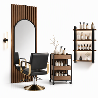 Station de coiffure moderne, poste de travail de coiffure, chaise de barbier hydraulique, siège en cuir, base en fer pour salon