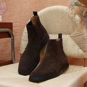 Bottes Chelsea montantes pour hommes, style britannique, bout carré, rehaussantes, décontractées et habillées, respirantes et antidérapantes - Product Image 4