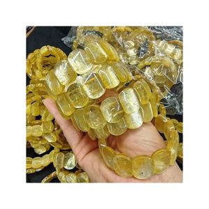 Bracelet en pierre extensible en quartz naturel Bracelet de perles de pierres précieuses d'énergie de guérison Bracelets en lépidolite dorée - Product Image 1