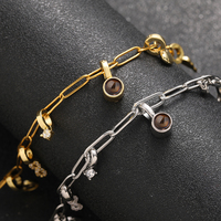 Bracelets à pampilles personnalisés avec projection photo « Je t'aime » – Cadeaux d'anniversaire tendance plaqués or/argent avec zircon