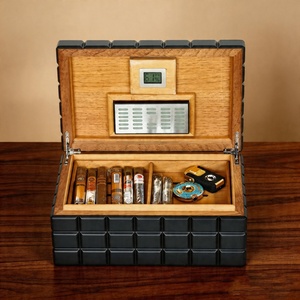 Humidor para Cigarros, Caja Rectangular de Madera, a Prueba de Humedad, de Madera Sólida, con Higrómetro Digital, Interior de Cedro Envejecido - Product Image 1