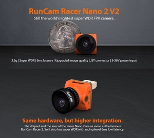Caméra CMOS RunCam RACER NANO 2 pour drone, 1000TVL, 2.1mm/1.8mm, contrôle OSD pour drone RC ZLD - Product Image 4