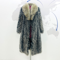 Manteau long en fourrure de raton laveur de style russe - Manteau d'hiver épais et résistant pour femmes en fourrure véritable