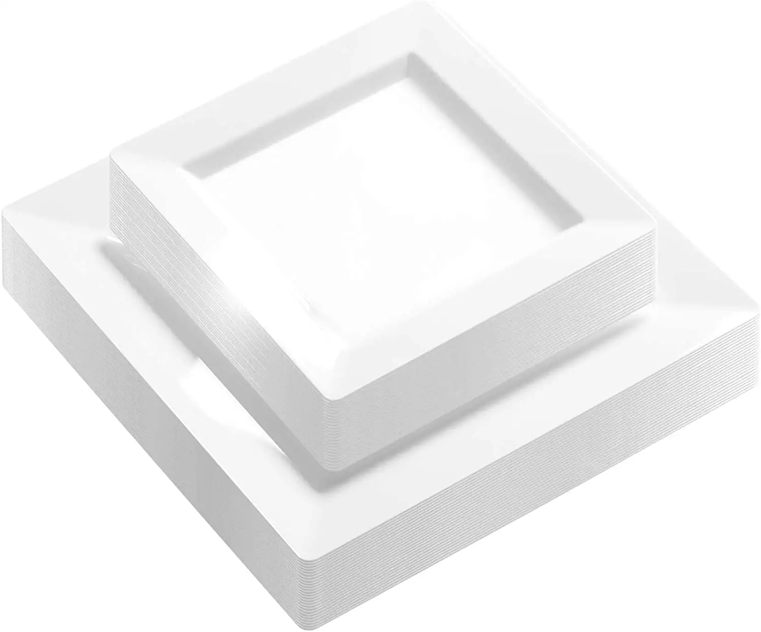 सफेद सलाद मिठाई वर्ग प्लेटों के साथ सफेद सलाद प्लेट प्लेट व्यंजन प्लास्टिक डिस्पोजेबल डिनर चार्जर प्लेटें