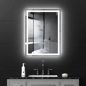 مرآة ذكية أمامية متعددة الوظائف فاخرة للديكور في الفنادق مع إضاءة LED، مرآة حمام بدون إطار تُباع بالجملة