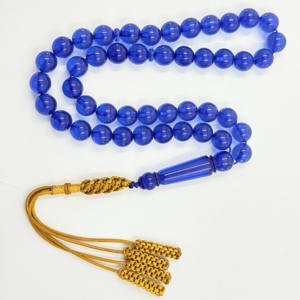 Rosario Islamico, Braccialetti Arabi, Perle di Preghiera in Resina Blu, 10mm, 45 Pezzi, Rose Musulmane, Lode a Lui, Misbaha Tasbih - Product Image 3