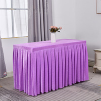 Nappe ajustée verte, jupes de table pour tables rectangulaires, housse de table en velours infroissable pour mariages
