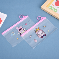 B2 dessin animé sac à fermeture éclair mignon fille stylo sac étudiant papeterie Simple PVC étanche transparent crayon ziplock sac