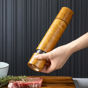 Penggiling lada Manual karet kayu akrilik pengocok garam Rotor keramik dapat diisi ulang botol penggiling garam bumbu ek - Product Image 3