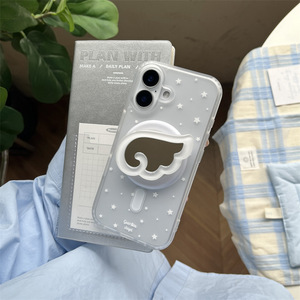 Star & Angel Wings Mirror Magnetic <b>Stand</b> Phone Case for <b>iPhone</b> 17 Pro Max 16 15 14 Cute Girly Protective Cover - Product Image 4