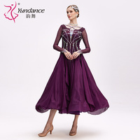 B-24159 violet Satin en mousseline de soie salle de bal robe de danse de haute qualité nouveau strass Standard Performance porter longue salle de bal