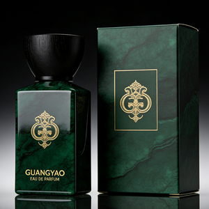 Flacon de parfum en verre à motif transfert 30ml 50ml, flacon vide avec bouchon en <span class=keywords><strong>bois</strong></span> personnalisé et logo gravé, avec boîte d'emballage - Product Image 4
