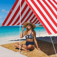 Parasol de plage coloré, abri pare-soleil, cabane en spandex coupe-vent avec sacs de sable pour les voyages en plein air et la pêche