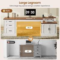 Bureau de direction convertible haut de gamme avec tiroirs de rangement verrouillables, meuble de rangement, table d'ordinateur ergonomique et alimentation intégrée