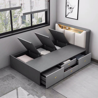 Lit plateforme pour enfants de taille standard 1,35*1,9m, design moderne et luxueux, panneaux en bois de chêne, rangement avec tiroirs, marque SGJJ