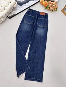 High Waisted Wide Leg Denim Jeans, Vintage Wash Straight Leg <b>Pants</b> for Casual and Daily Wear - Product Image 2