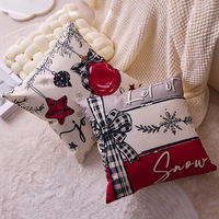 Housses de coussin de Noël, motifs bonhomme de neige, sapin de Noël, imprimé à carreaux, noir, rouge, blanc, style vintage, plusieurs designs