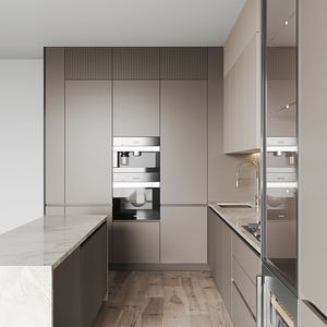 Set di Mobili da <span class=keywords><strong>Cucina</strong></span> Moderni e di Lusso in Alluminio Grigio e PVC, Pronti per il Montaggio - Product Image 3