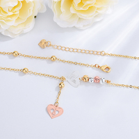 Collier tendance en chaîne à maillons perlés plaqué or 18 carats avec pendentif cœur pour femme, idéal pour un cadeau