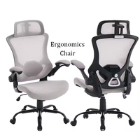 Nouvelle arrivée, chaise de bureau ergonomique JR RACING, tissu en maille grise, appui-tête 3D, design moderne, dossier haut, chaise de bureau réglable en hauteur
