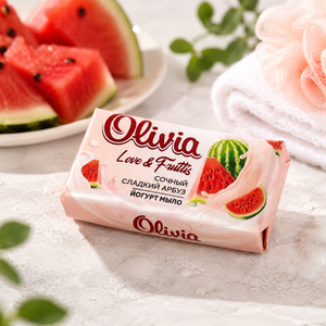 Watermelon Scented Moisturizing Bar <b>Soap</b> with Glycerin for Daily Hand and Body Care 140 g Olivia Love & Fruttis - Product Image 2