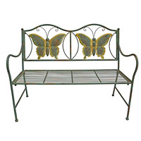 Vente en gros de meubles de jardin décoratifs pour la maison, banc de patio en métal au design papillon vintage