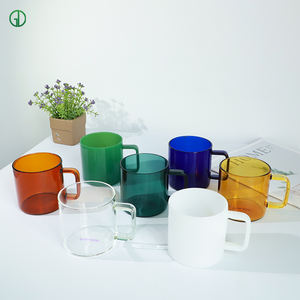 أكواب قهوة زجاجية ملونة من البورسليكات سعة 340 مل، قابلة لإعادة الاستخدام بجدار واحد، شفافة مع شعار مخصص - Product Image 5