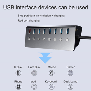 8 Ports USB 3.0 Splitter 7 Port <span class=keywords><strong>Ordinateur</strong></span> HUB USB Prolongée 1 Port Rapide <span class=keywords><strong>De</strong></span> Charge AdapterAluminum Alliage - Product Image 3