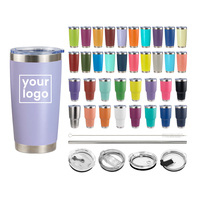Gobelets isothermes personnalisés avec logo, tasses à café sous vide, gobelet en acier inoxydable à double paroi de 20 oz avec couvercle et paille