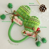 Sarung Tangan Mainan Kunyah Catnip Poliester Natal, Boneka Plush untuk Anak Kucing, Alat Bantu Tumbuh Gigi, Hiburan Mandiri untuk Kucing