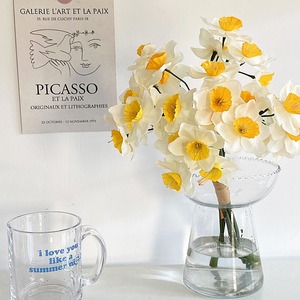 Fleurs artificielles Timo, 6 tiges de narcisses en soie, fleurs réalistes, bouquet de décoration pour mariage et maison - Product Image 3